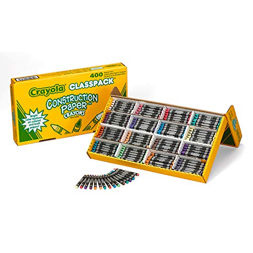 Crayola 52-1617 Class Pack Crayola Construction Paper Crayons, 25 ea. of 16 Colors, 400/Set, Assorted
