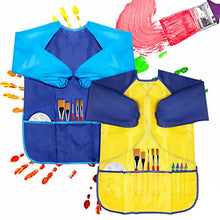 Load image into Gallery viewer, Cubaco 4 Pack Kids Art Smocks Children Waterproof Artist Painting Aprons with Long Sleeve and 3 Pockets for Age 3-8 Years
