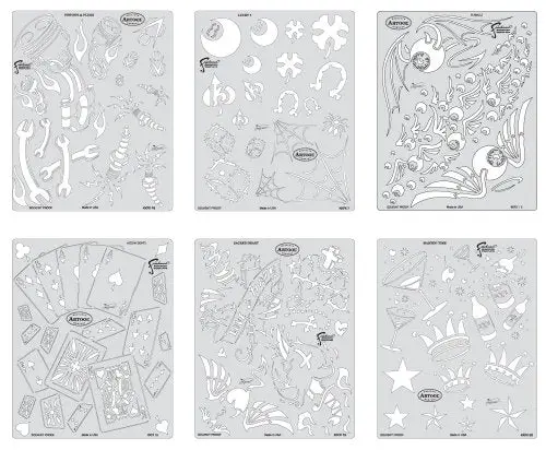 Artool Iwata-Medea Freehand Airbrush Templates, Kustom Kulture Mini Series