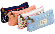 Load image into Gallery viewer, IPOW Flower Floral Canvas Cosmetic Pen Pencil Stationery Pouch Bag Case, Pastoral, Set of 4
