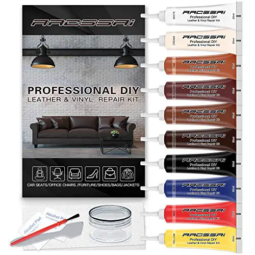 Vinyl and Leather Repair Kit for Couches | P Leather Leather Repair Paint Gel for Sofa, Jacket, Furniture, Car Seats, Purse. Perfect Color Matching for Genuine, Bonded, PU, Faux Leather