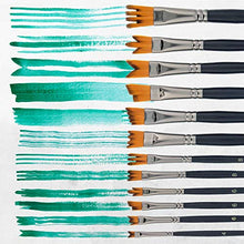 Load image into Gallery viewer, U.S. Art Supply 12 Piece Special Effects Artist Paint Brush Set - Professional Taklon Synthetic FX Brushes, Ribbon, Muti-Liner, Angular - Create Grass, Hair, Fur - Watercolor, Acrylic, Gouache, Oil
