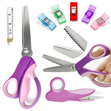 Load image into Gallery viewer, Pinking Shears Set (Pack of 8 PCS),Professional Dressmaking Scissors Crafts Zig Zag Cut Scissors with Sharp Stainless Steel Blades,Comfortable Handle ,Pinking Shears for Fabric
