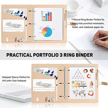 Load image into Gallery viewer, Toplive Padfolio 3 Ring Binder (1&#39;&#39; Round Ring) Business Portfolio Folder for Interview, Conference and Presentation, Gold
