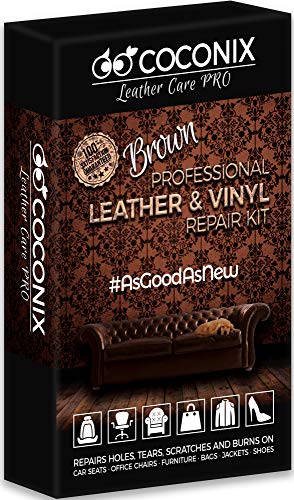 Coconix Brown Leather and Vinyl Repair Kit - Restorer of Your Couch, Sofa, Car Seat and Your Jacket - Super Easy Instructions - Restore Any Material, Genuine, Italian, Bonded, Bycast, PU
