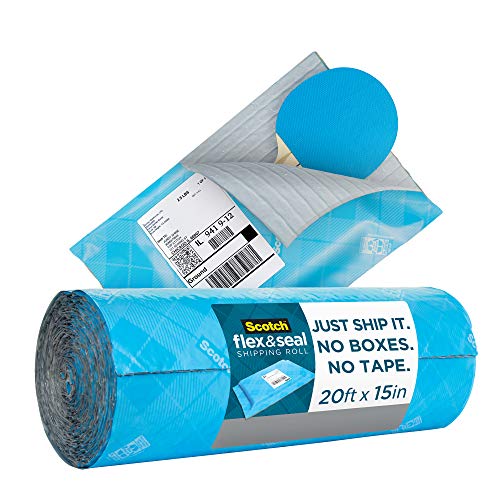 Scotch Flex and Seal Shipping Roll, 20 Ft x 15 in, Just Ship It, No Boxes, No Tape, Easy Packaging Alternative to Poly Mailers, Shipping Bags, Bubble Mailers, Padded Envelopes, Boxes (FS-1520)