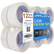 Load image into Gallery viewer, JARLINK Clear Packing Tape (12 Rolls), Heavy Duty Packaging Tape for Shipping Packaging Moving Sealing, 2.7mil Thick, 1.88 inches Wide, 60 Yards Per Roll, 720 Total Yards

