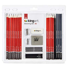 Load image into Gallery viewer, KINGART Artist Pencil Kit, Set of 26 Sketching and Drawing Set, Graphite 26 Piece
