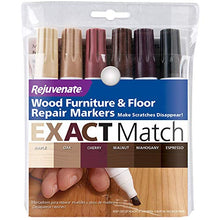 Load image into Gallery viewer, Rejuvenate New Improved Colors Wood Furniture &amp; Floor Repair Markers Make Scratches Disappear in Any Color Wood Combination of 6 Colors Maple Oak Cherry Walnut Mahogany and Espresso
