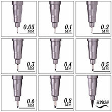 Load image into Gallery viewer, Looneng Technical Fineliner Pens, 9 Assorted Nib Size Permanent Manga Comic Sketch Drawing Pen (Black Ink)

