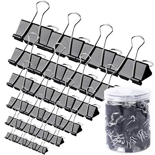 120Pcs Binder Clips - Paper Clamps Assorted Sizes, Paper Binder Clips, Metal Fold Back Clips with Box for Office, School and Home Supplies
