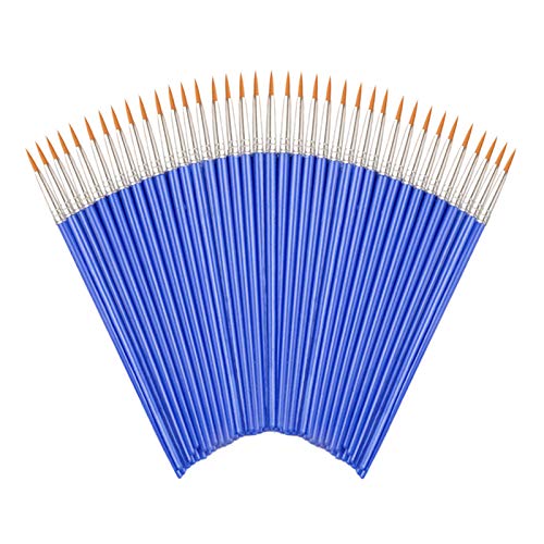 Round Paint Brushes，50 Pcs Art Paintbrushes for Kids/ Artists/Painters/Beginners/Students ，Short Plastic Handle，Nylon Hair Brushes for Acrylic Oil Watercolor Art Painting