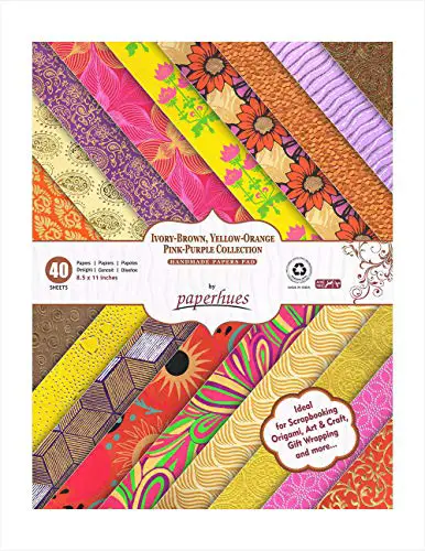 Paperhues Pink-Yellow-Brown Decorative Handmade Scrapbook Papers Collection 8.5x11