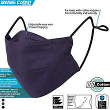Load image into Gallery viewer, BASE CAMP Reusable Cloth Face Masks 100% Cotton Washable Adjustable Breathable Fabric Mask with Filter Pocket
