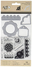 Load image into Gallery viewer, Momenta Stamp &amp; Die-Cut Set - &quot;Doilies and Lace&quot; - Easy-to-Cut Stylish Embellishments and Salutations for Greeting Cards and Scrapbooks
