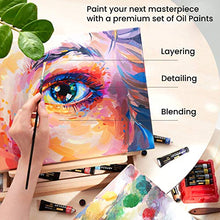 Load image into Gallery viewer, Arteza Oil Paint, Set of 24 Colors/Tubes (12ml/0.4oz) with Storage Box, Rich Pigments, Vibrant, Non Toxic Paints for The Professional Artist, Hobby Painters &amp; Kids, Art Supplies for Canvas Painting
