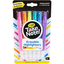 Load image into Gallery viewer, Crayola Take Note Erasable Highlighters, Cool School Supplies, Chisel Tip Markers, 6 Count
