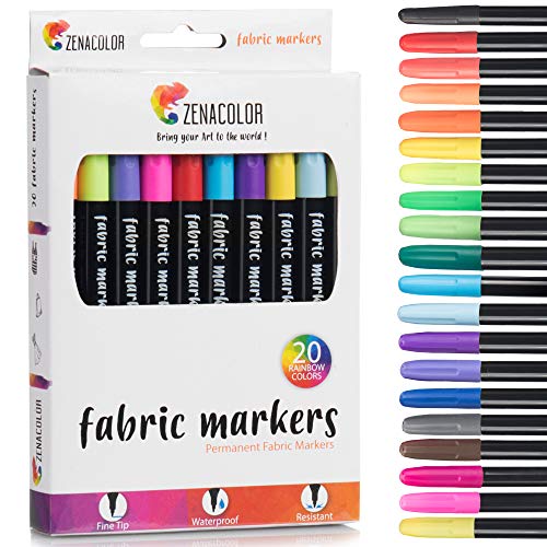 20 Fabric Markers Pens Set - Non Toxic, Indelible and Permanent Fabric Paint Fine Point Textile Marker Pen - Pens Fine Point Tip