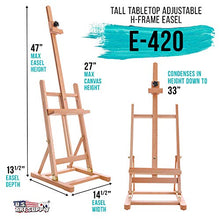 Load image into Gallery viewer, U.S. Art Supply Medium Tabletop Wooden H-Frame Studio Easel - Artists Adjustable Beechwood Painting and Display Easel, Holds Up To 27&quot; Canvas, Portable Sturdy Table Desktop Holder Stand - Paint Sketch
