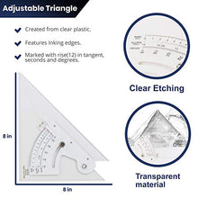 Load image into Gallery viewer, Pacific Arc Adjustable 8 Inch Triangle Plain Edge for Drafting, Architect, Engineer

