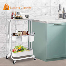 Load image into Gallery viewer, Bextsrack 3-Tier Rolling Utility Cart with Wheels, Multi-Purpose Rolling Storage Carts with Cover Plate and Handle, Mobile Storage Organizer for Kitchen, Bathroom, Office, White
