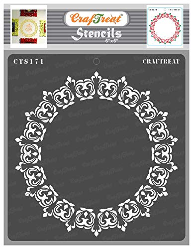 CrafTreat Doily Mandala Stencils for Painting on Wood, Canvas, Paper, Fabric, Floor, Wall and Tile - Circle Hearts Doily - 6x6 Inches - Reusable DIY Art and Craft Stencils - Mandala Circle Stencil