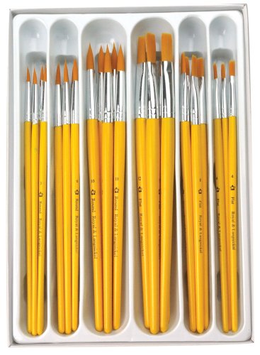 Royal Brush Taklon Hair Classroom Value Pack, Assorted Size, Pack of 30 - 1289617