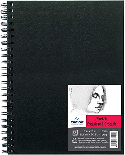 Canson Artist Series Sketch Book Paper Pad, for Pencil and Charcoal, Acid Free, Wire Bound, 65 Pound, 9 x 12 Inch, 80 Sheets
