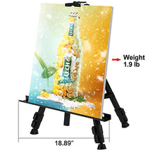 Load image into Gallery viewer, T-Sign 66&quot; Reinforced Artist Easel Stand, Extra Thick Aluminum Metal Tripod Display Easel 21&quot; to 66&quot; Adjustable Height with Portable Bag for Floor/Table-Top Drawing and Displaying
