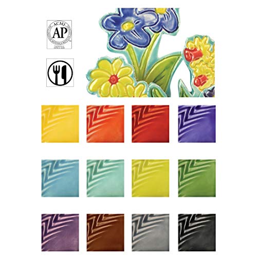 AMACO Teacher's Palette Light Glaze Class Pack, Assorted Colors, 12 Pints