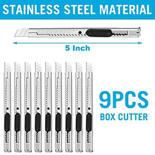 Load image into Gallery viewer, Safety box cutter knife 9pcs, Utility knife retractable box cutter, Box cutters retractable knife, Razor knife, Box knife, Cardboard cutter, Box opener, Utility knives, Boxcutter
