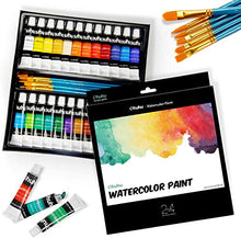 Load image into Gallery viewer, Watercolor Paint Tubes, 24 Water Colors Ohuhu Art Watercolors Painting Kit for Artists, Students, Beginners, Water-color Paints Kit for Landscape Portrait on Canvas, 12ml Art Supplies Mother&#39;s Day
