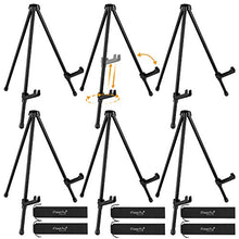 Load image into Gallery viewer, Magicfly 6 Pack Tabletop Easel, 14&quot; High Black Steel Table Top Easels for Display, Adjustable &amp; Portable Tripod Easel with 6 Storage Bags, for Paintings, Signs, Posters
