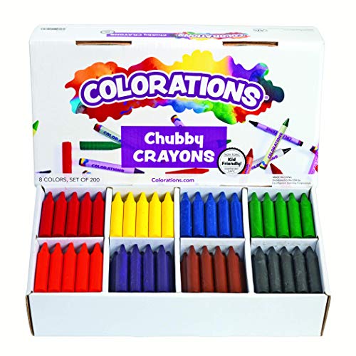 Colorations Chubby Crayons for Kids Set of 200 Rainbow Crayons Classroom Supplies (2-11/16