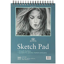 Load image into Gallery viewer, 100 Sheets 9 x 12 Inch Smooth Sketchpad For Drawing Pencils Pens Markers Sketching Coloring Sketch Pad Spiral Bound Sketchbook
