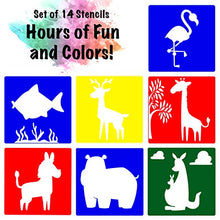 Load image into Gallery viewer, Animal Stencils for Kids - Washable Stencil Set - Stencils for Kids - Large Animal Stencils for Kids - Drawing Stencils - Kids Stencils - Art Stencils - Plastic Stencils for Kids (14 Pack, 8&quot; by 8&quot;)
