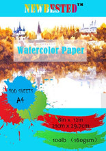 Load image into Gallery viewer, 100Sheets Newbested White Watercolor Paper Cold Press Cut Bulk Pack for Beginning Artists or Students. (10 x 7 Inch) (12 x 8 INCH)
