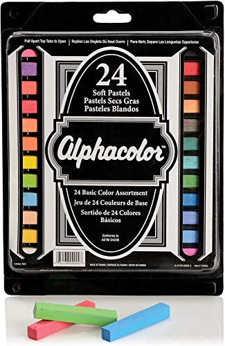 Quartet Alphacolor Soft Square Pastels, Multi-Colored, 24 Pastels per Set (102004)