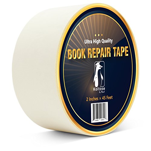 Bookbinding Tape, White Cloth Book Repair Tape for Bookbinders, Semi-Transparent Hinging Tape, Craft Tape, 2 Inches by 45 Feet
