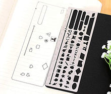 Load image into Gallery viewer, Bullet Journal Stencil Set,Ruler Drawing Painting Hollow Template Icon Tools DIY Kit for Scrapbook Album Card Planner Journal Making(Stainless Steel,4pcs with Different Icons)
