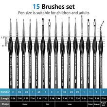 Load image into Gallery viewer, Rosmax Acrylic Paint Brushes Set Series X 15PCS Miniature Paint Brushes, Fine Detailing for Acrylics, Oils, Watercolors &amp; More, Nylon Hair, Black
