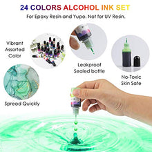 Load image into Gallery viewer, Alcohol Ink Set Resin Dye-24 Bottles Vibrant Colors Alcohol Ink for Resin, Concentrated Fast-Drying Alcohol-Based Ink Resin Pigment for Resin,Petri,Ceramic,Yupo,Fluid Art Painting,Tumbler (0.35oz×24)
