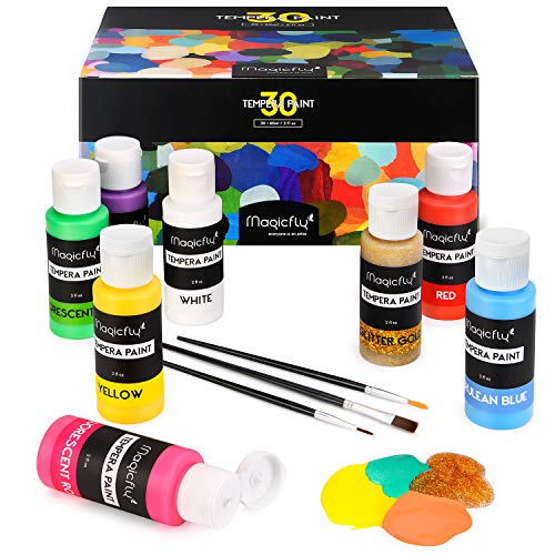 Washable Tempera Paint for Kids, Magicfly 30 Colors (2 oz Each