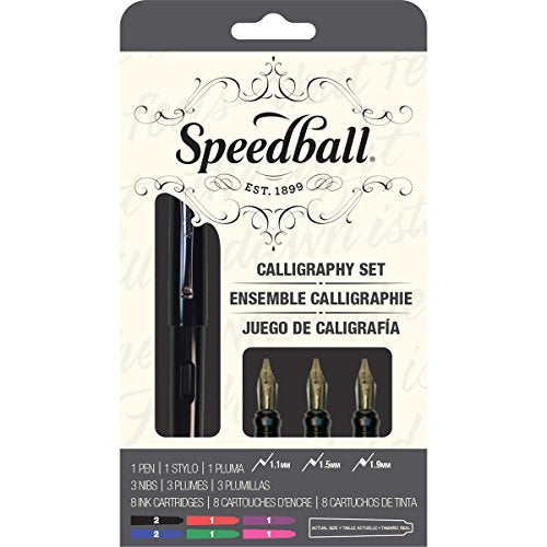 Speedball 002903 Calligraphy Fountain Pen Set - Pen Set - With 1 Pen, 3 Nibs, and 8 Assorted Ink Cartridges