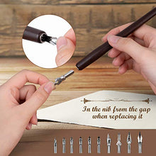 Load image into Gallery viewer, Hethrone Calligraphy Pen Set - Fountain Dip Pen and Ink Writing Pen with 11 Nibs and Black Ink Calligraphy Set for Beginners
