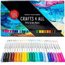 Load image into Gallery viewer, Fabric Markers Pens Permanent 24 Colors Fabric Paint Art Markers Set Child Safe &amp; Non-Toxic. Graffiti Fine Tip Minimal Bleed by Crafts 4 ALL
