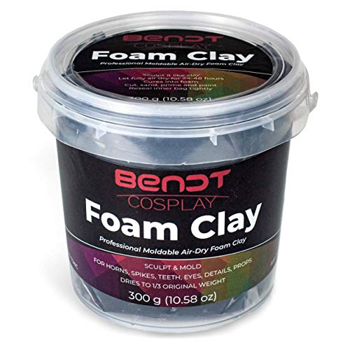 Moldable Foam Clay by Bendt Cosplay- Light Weight, Air Dries Dense Like EVA Foam, Sands and Paints Easily, Non-Toxic (Black, 300g)