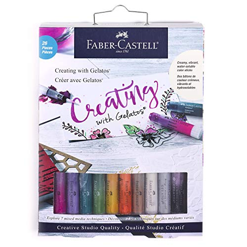 Faber-Castell Creating with Gelatos – Mixed Media Water-Soluble Art Crayons and Accessory Set - Arts and Crafts for Adults, Multi