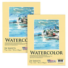Load image into Gallery viewer, U.S. Art Supply 9&quot; x 12&quot; Premium Extra Heavy-Weight Watercolor Painting Paper Pad, 90 Pound (190gsm), Pad of 24-Sheets (Pack of 2 Pads)
