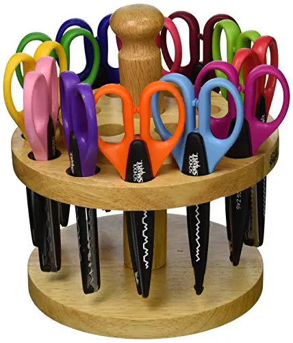 School Smart Paper Edger Scissors, 6-1/2 x 2-1/2 Inches, Assorted Colors, Set of 12